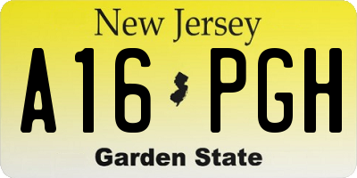 NJ license plate A16PGH
