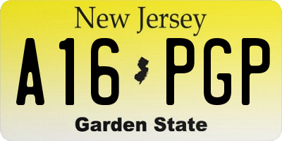 NJ license plate A16PGP