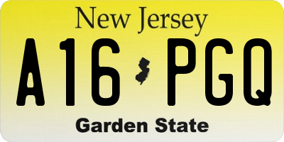 NJ license plate A16PGQ