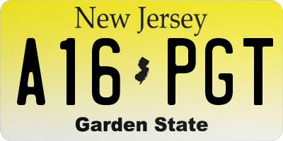 NJ license plate A16PGT