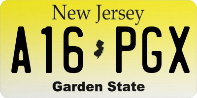 NJ license plate A16PGX