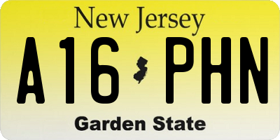 NJ license plate A16PHN