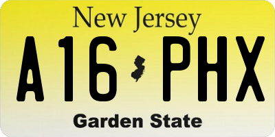 NJ license plate A16PHX