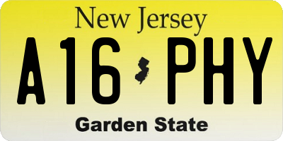 NJ license plate A16PHY
