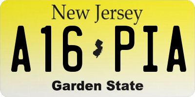 NJ license plate A16PIA