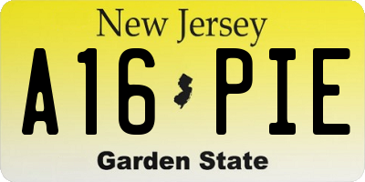NJ license plate A16PIE