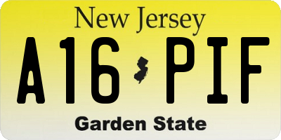 NJ license plate A16PIF