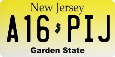 NJ license plate A16PIJ