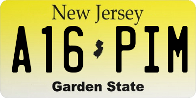 NJ license plate A16PIM