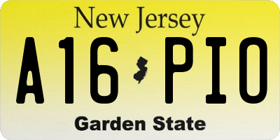 NJ license plate A16PIO