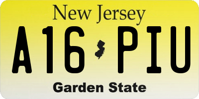 NJ license plate A16PIU