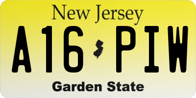 NJ license plate A16PIW