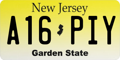 NJ license plate A16PIY