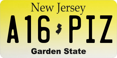 NJ license plate A16PIZ