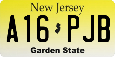 NJ license plate A16PJB