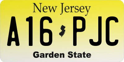 NJ license plate A16PJC