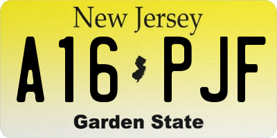 NJ license plate A16PJF