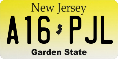 NJ license plate A16PJL