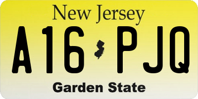 NJ license plate A16PJQ