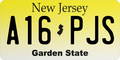 NJ license plate A16PJS