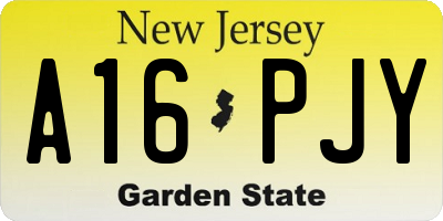 NJ license plate A16PJY