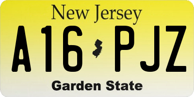 NJ license plate A16PJZ
