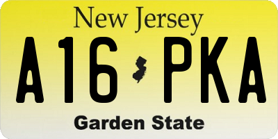 NJ license plate A16PKA