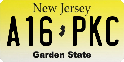 NJ license plate A16PKC