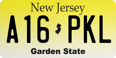 NJ license plate A16PKL
