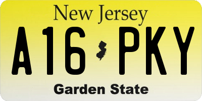 NJ license plate A16PKY