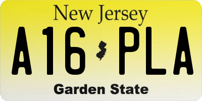 NJ license plate A16PLA