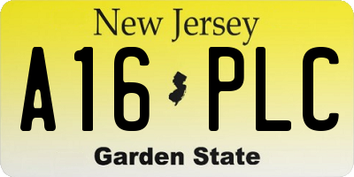 NJ license plate A16PLC