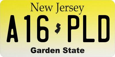 NJ license plate A16PLD