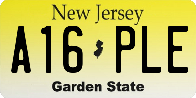 NJ license plate A16PLE