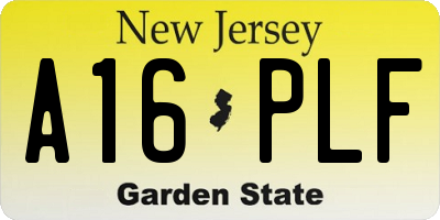 NJ license plate A16PLF