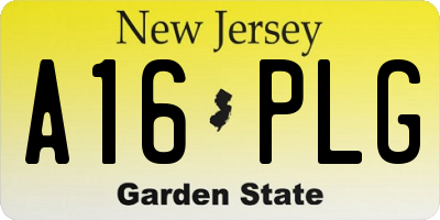 NJ license plate A16PLG