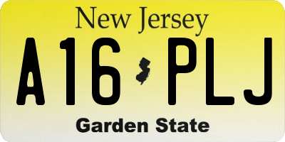 NJ license plate A16PLJ