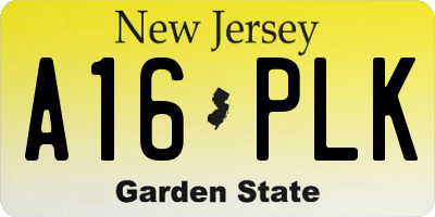 NJ license plate A16PLK