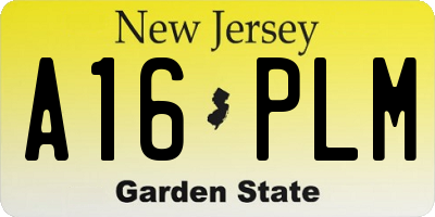 NJ license plate A16PLM