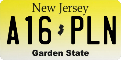 NJ license plate A16PLN