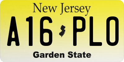 NJ license plate A16PLO