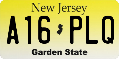 NJ license plate A16PLQ