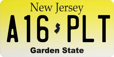 NJ license plate A16PLT
