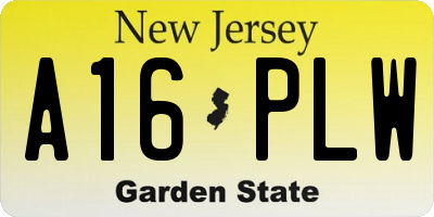 NJ license plate A16PLW