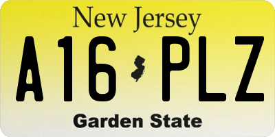NJ license plate A16PLZ