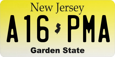 NJ license plate A16PMA