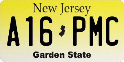 NJ license plate A16PMC