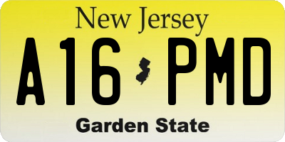NJ license plate A16PMD