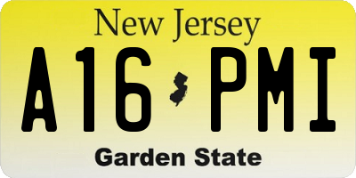 NJ license plate A16PMI