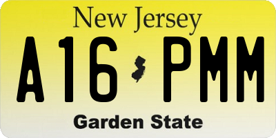 NJ license plate A16PMM